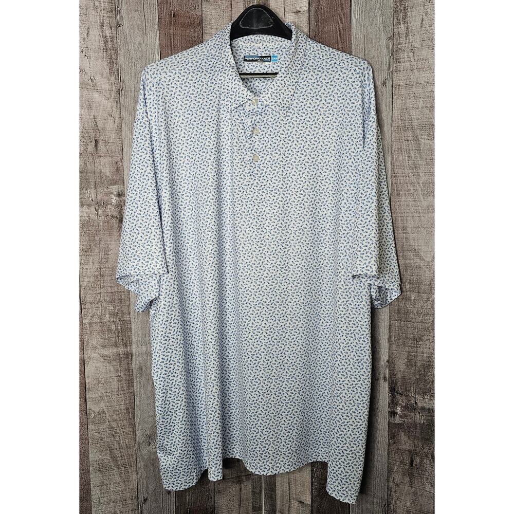 ROUNDTREE & YORKE Performance Golf Polo SHIRT Short Sleeve White Shoe Men 3XBig
